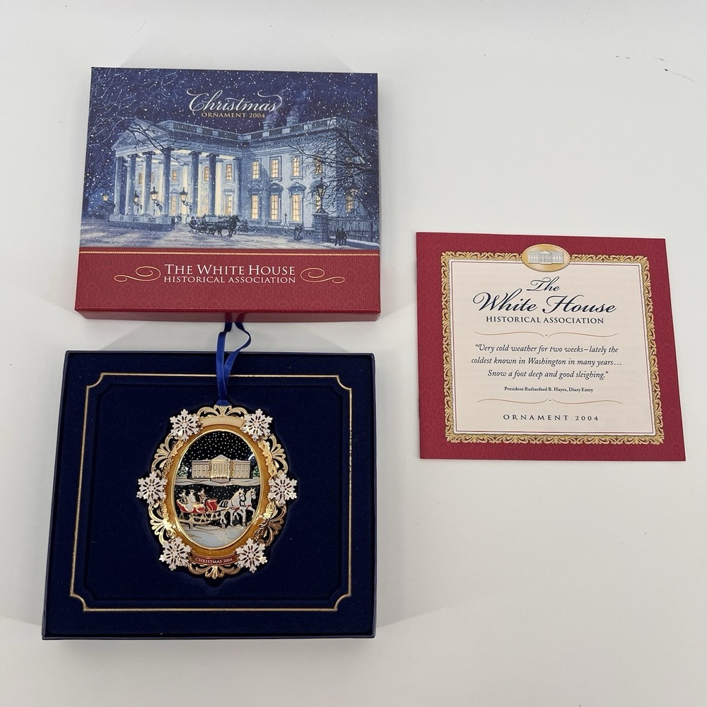 White‎ House Historical Association Christmas Ornament 2004 w/ Box & Papers